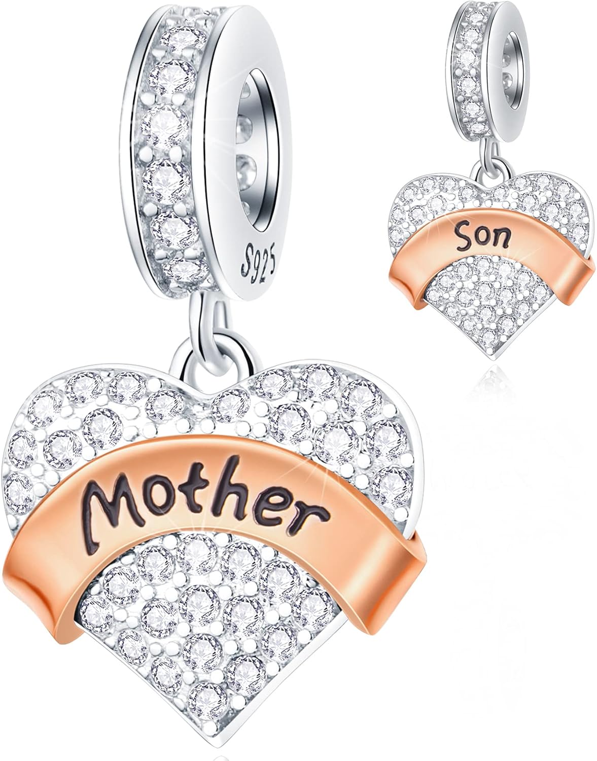 EMOSTAR Family Charms, 925 Sterling Silver Mother Father Daughter Son Sister Brother Godmother Nana Grandma Husband Wife Aunt Niece Cousin Uncle Best Friends, I Love You Dangle, fit European Bracelet