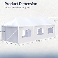 Vista 6 de Tienda de campaña portátil instantánea de 10 x 30 pies, tienda de campaña grande para fiestas con 8 paredes laterales y 2 puertas con cremallera