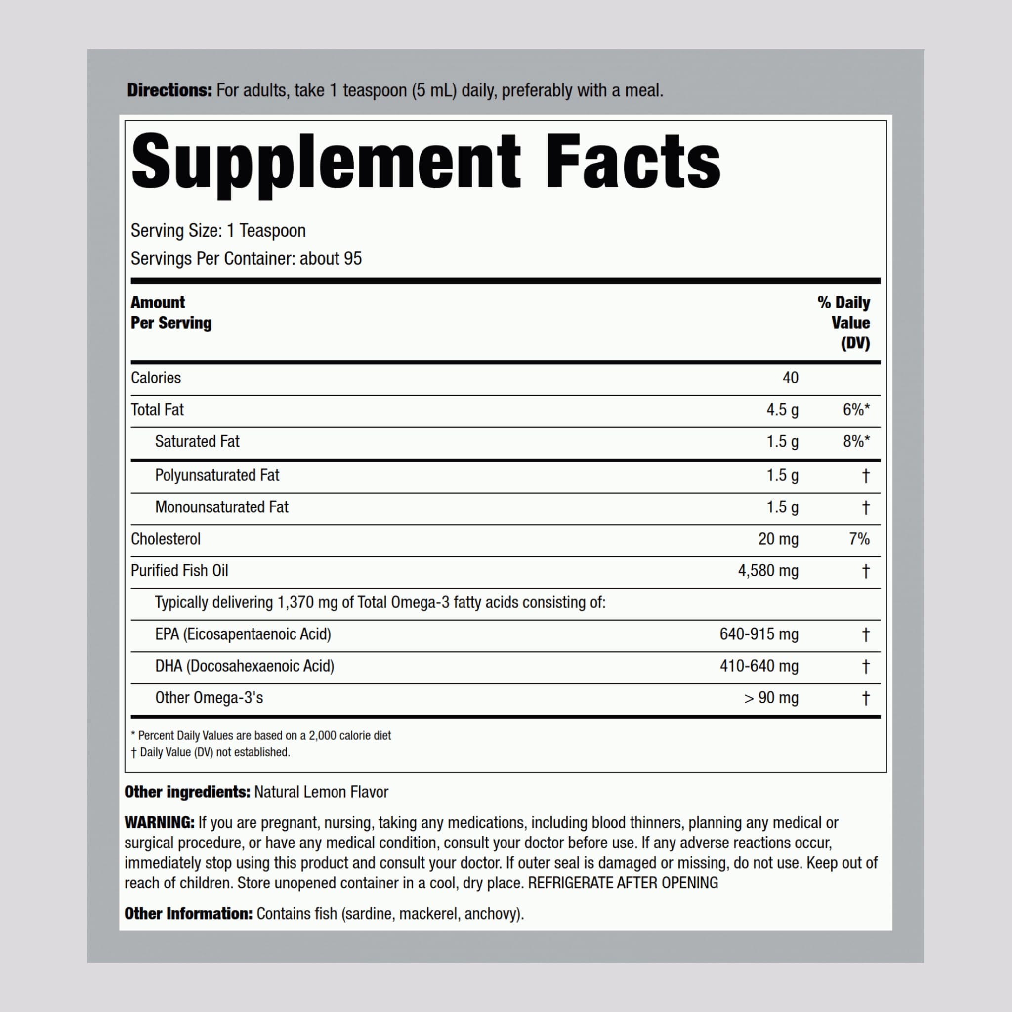 Piping Rock Omega 3 Fish Oil Liquid Supplement | 16 Fl Oz | Mercury Free — Amazon image 2