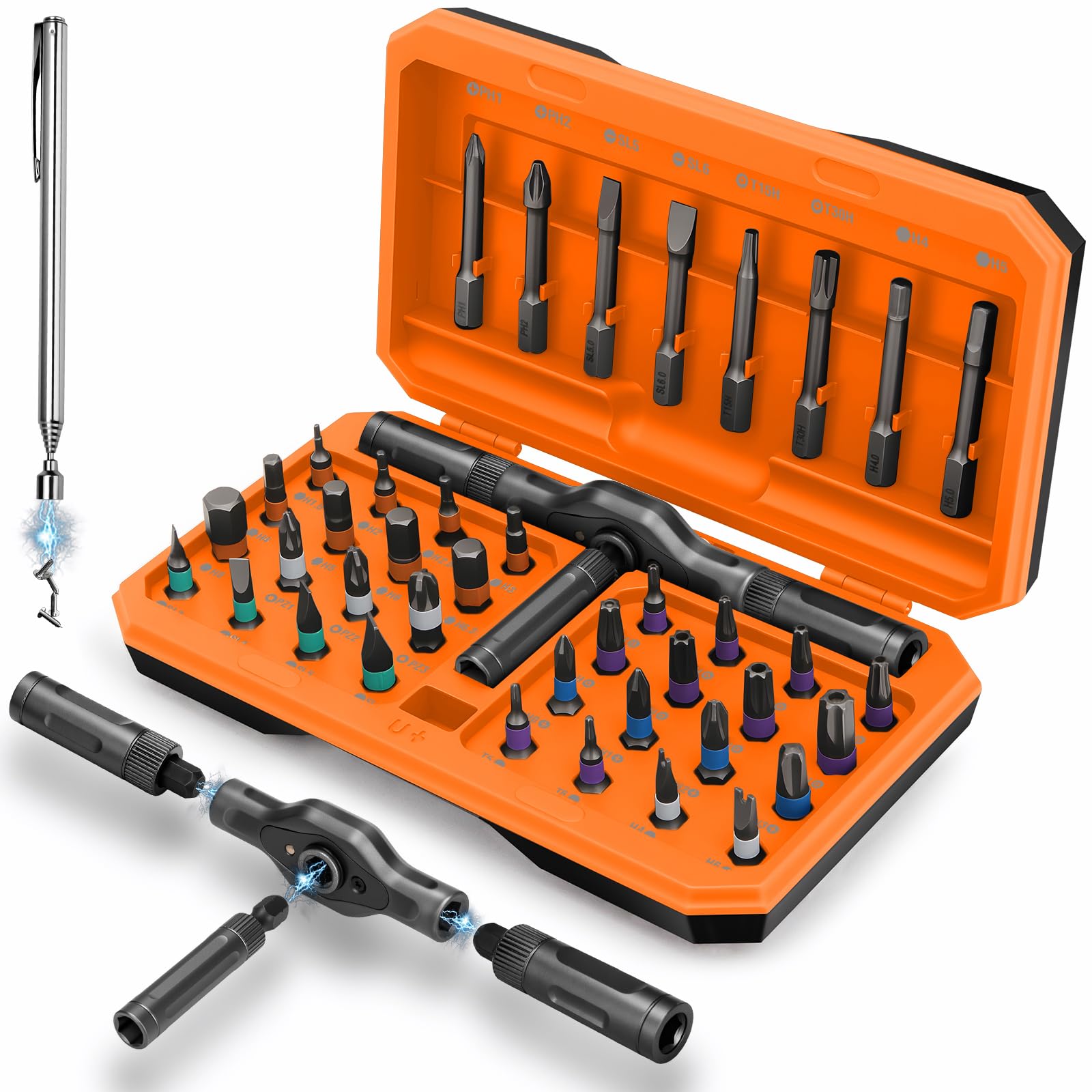 KELIN Secret Santa Gifts for Men 42 in 1 Magnetic Ratchet Screwdriver Set, Multi Bit Ratcheting Torx Screwdriver Sets, Stocking Fillers for Men Gifts for Him Dad