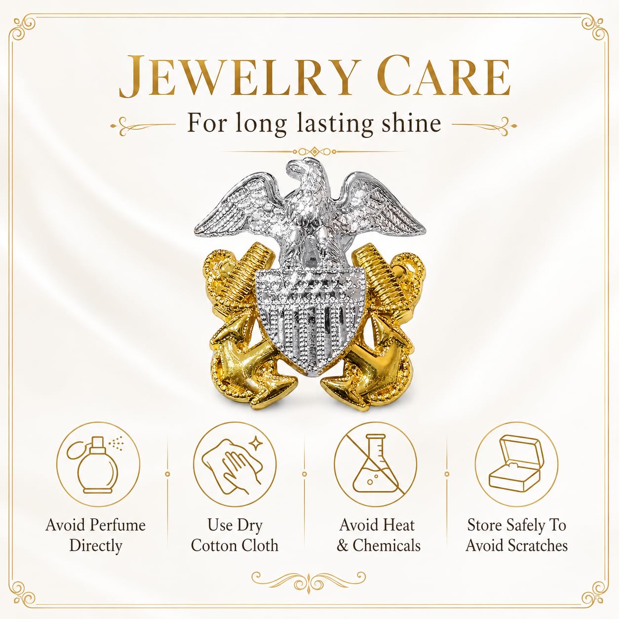 Mens Suit Eagle Anchor Lapel Pin Silver Gold Brass Crystal Brooch For Men And Women-image-8