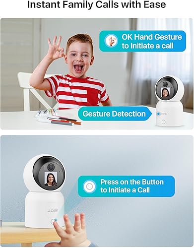 Miniatura 2 de ZOSI Cámara de seguridad de video de 2 vías de 4 MP, C519M 360 View Baby  Pet Dog Monitor, 2.5K Plug-in 2.4G5G WiFi Cámara inteligente para