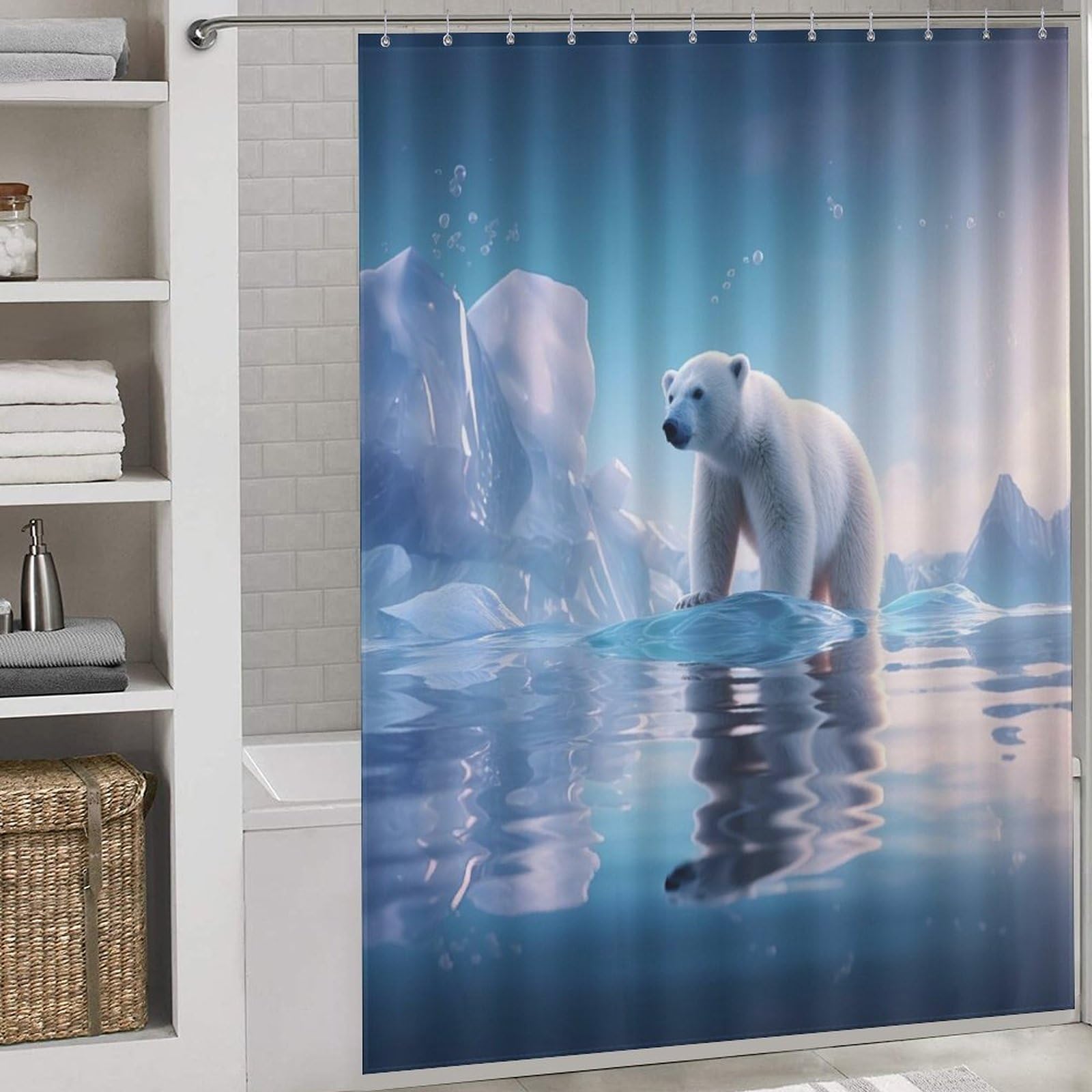 Rideau de douche anti éclaboussures Polar Ours pour éliminer l'humidité de la salle de bain