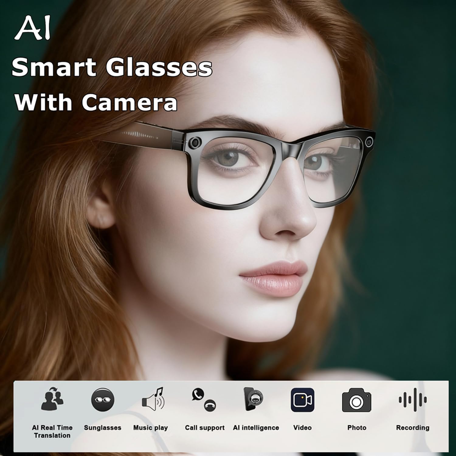 Camera Glasses AI Smart Glasses with Camera and Bluetooth 1080p Video Glasses Outdoor Video Recording Sunglasses 4K HD Outdoor AI Glasses for Men Women Driving Travel Hiking
