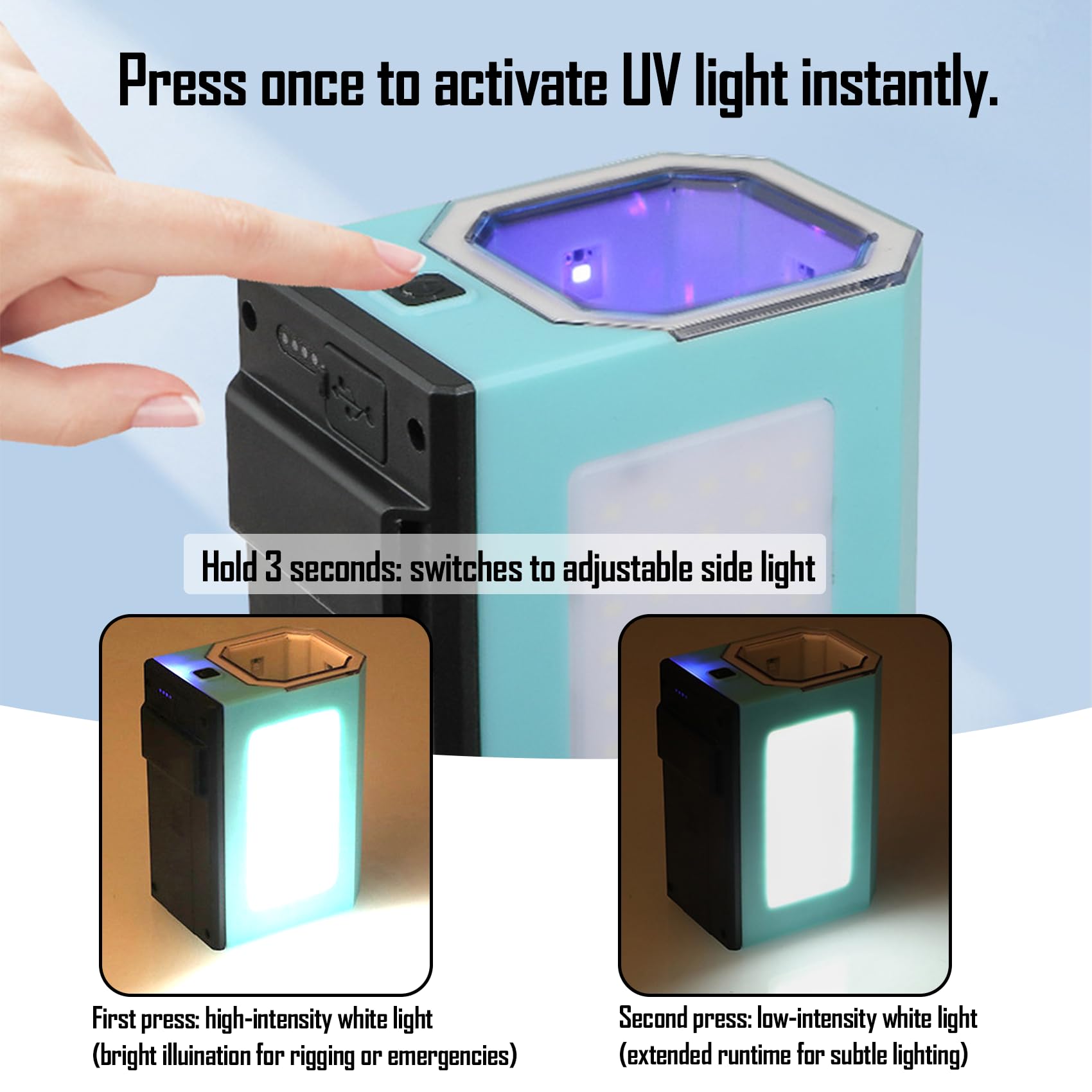 Eupheng Fishing Lure Glow UV Light UV Bait Light for Night Fishing, Jig Saltwater, Ice Fishing, Hands-Free Strap, Waterproof UV Lamp for Various Luminous Lures