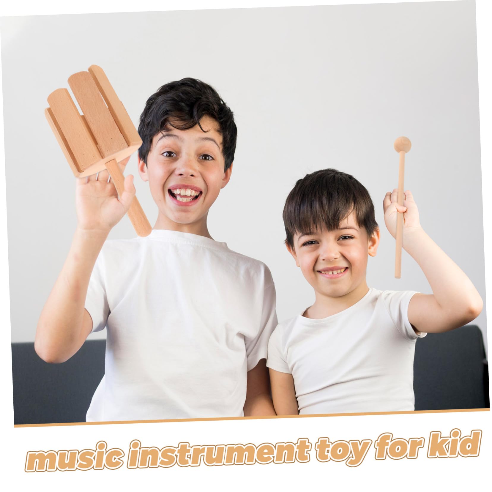 Instrumento Musical Infantil Orff de Madera Beige, 2 Piezas