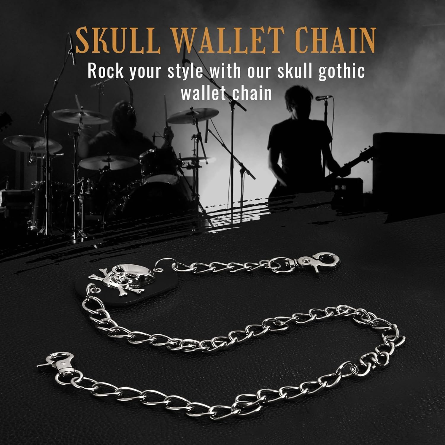 ZEKEE Skull Gothic Chain Wallet Leather Punk Bifold Halloween Goth Accessories Unisex,Black - Image 6