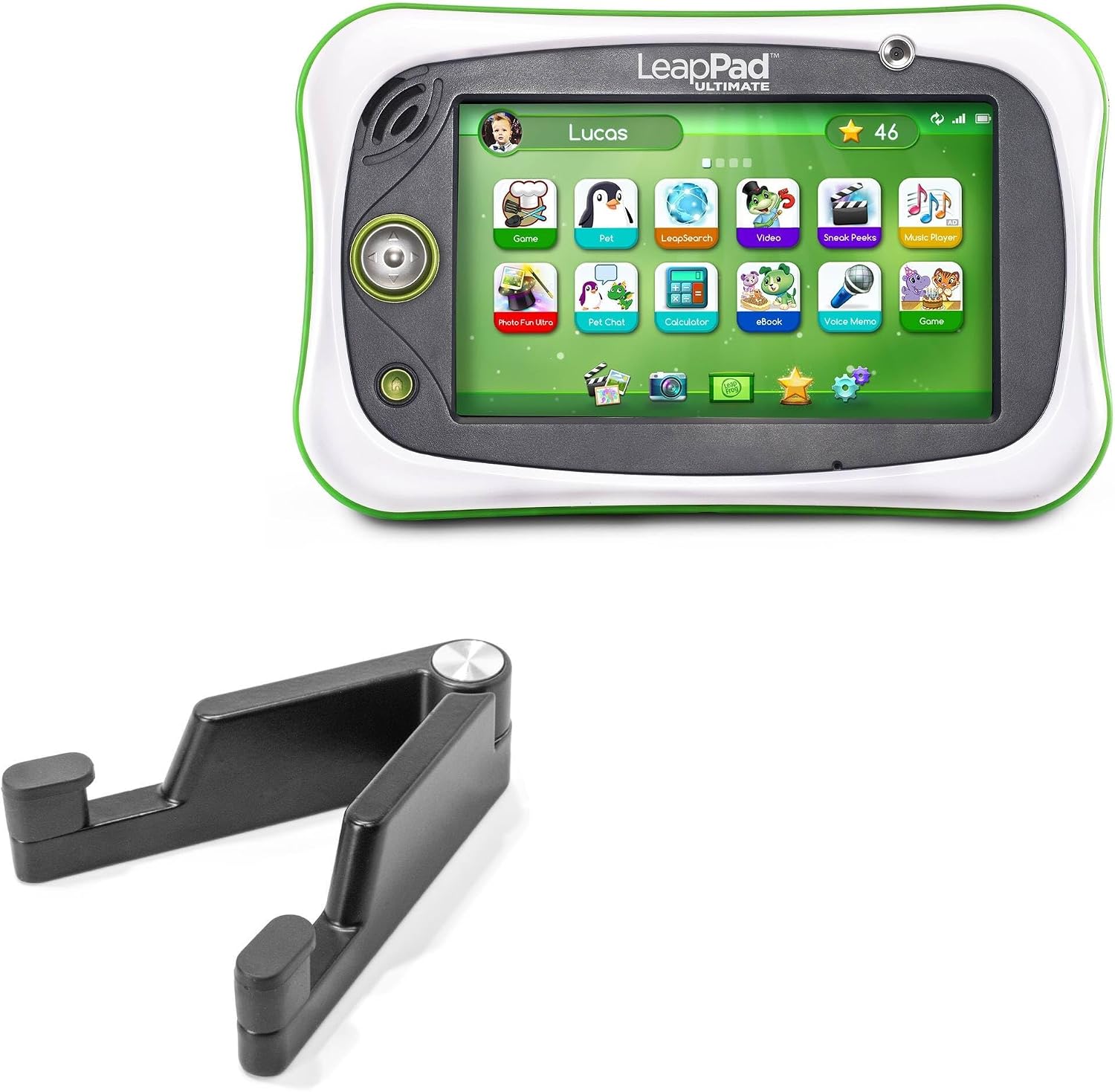 BoxWave Stand and Mount Compatible with Leapfrog LeapPad Ultimate - Desktop Aluminum SoloStand, Adjustable Hands-Free Portable with Rubber Feet - Jet Black