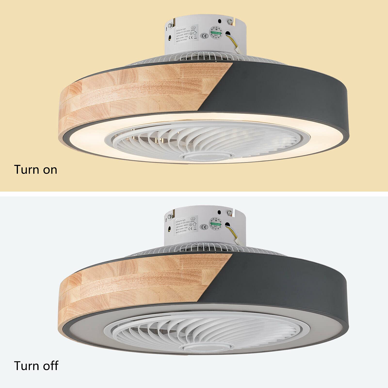 Black Ceiling Fan 30W 53cm LED Ceiling Light 70W Remote Control DIMMABLE Light And Remote Control - View #2