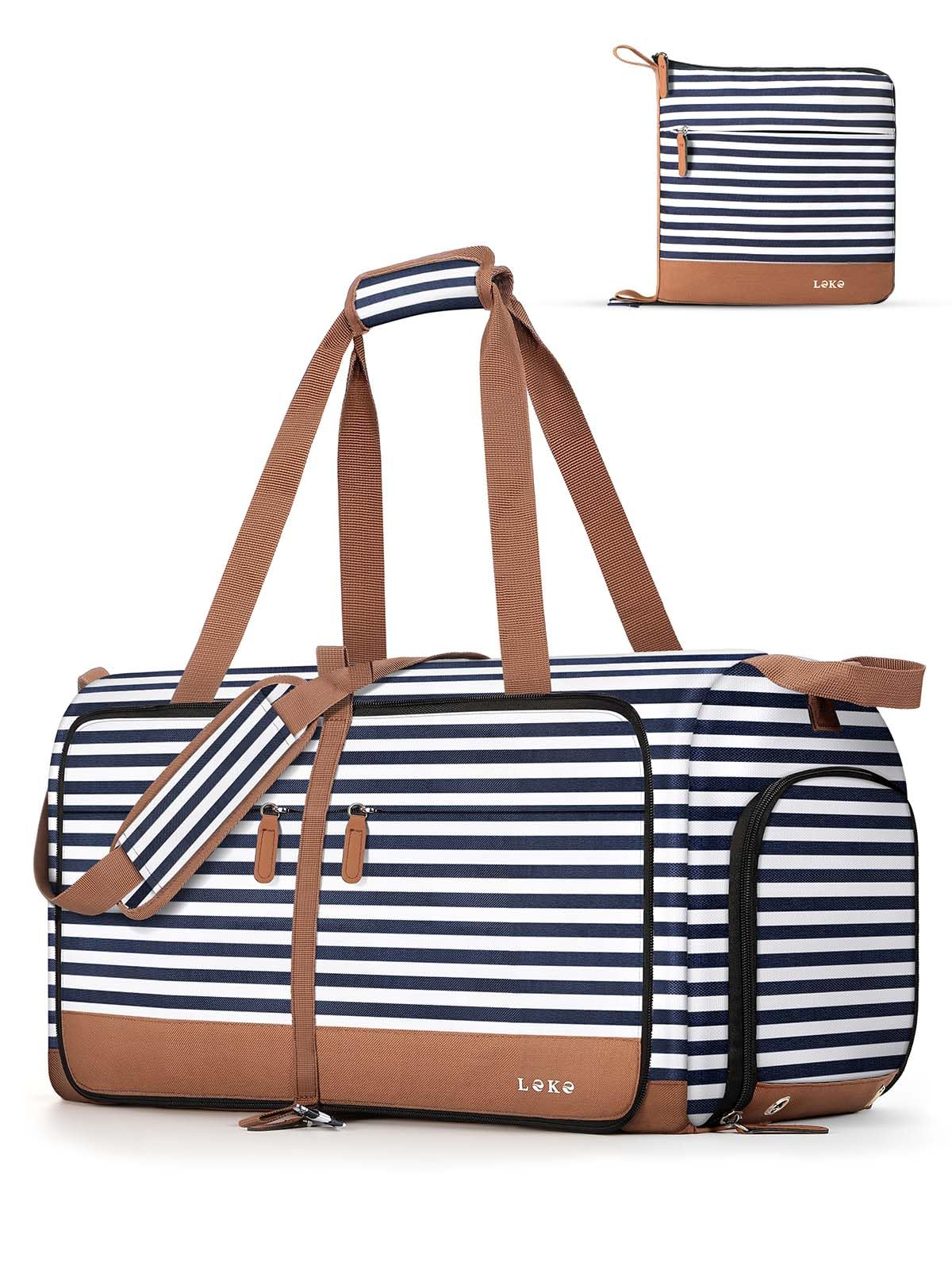 Lekesky Reisetasche Damen Faltbare Reisetasche Weekender Sporttasche mit Schuhfach, wasserdichte Handgepäck Tasche/Sporttasche/Krankenhaustasche