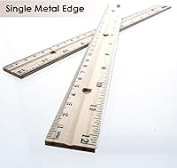 Vista 4 de BAZIC Products Regla de madera de 12 pulgadas (11.8 in), borde de metal singel, reglas de dibujo métricas de medición de centímetros