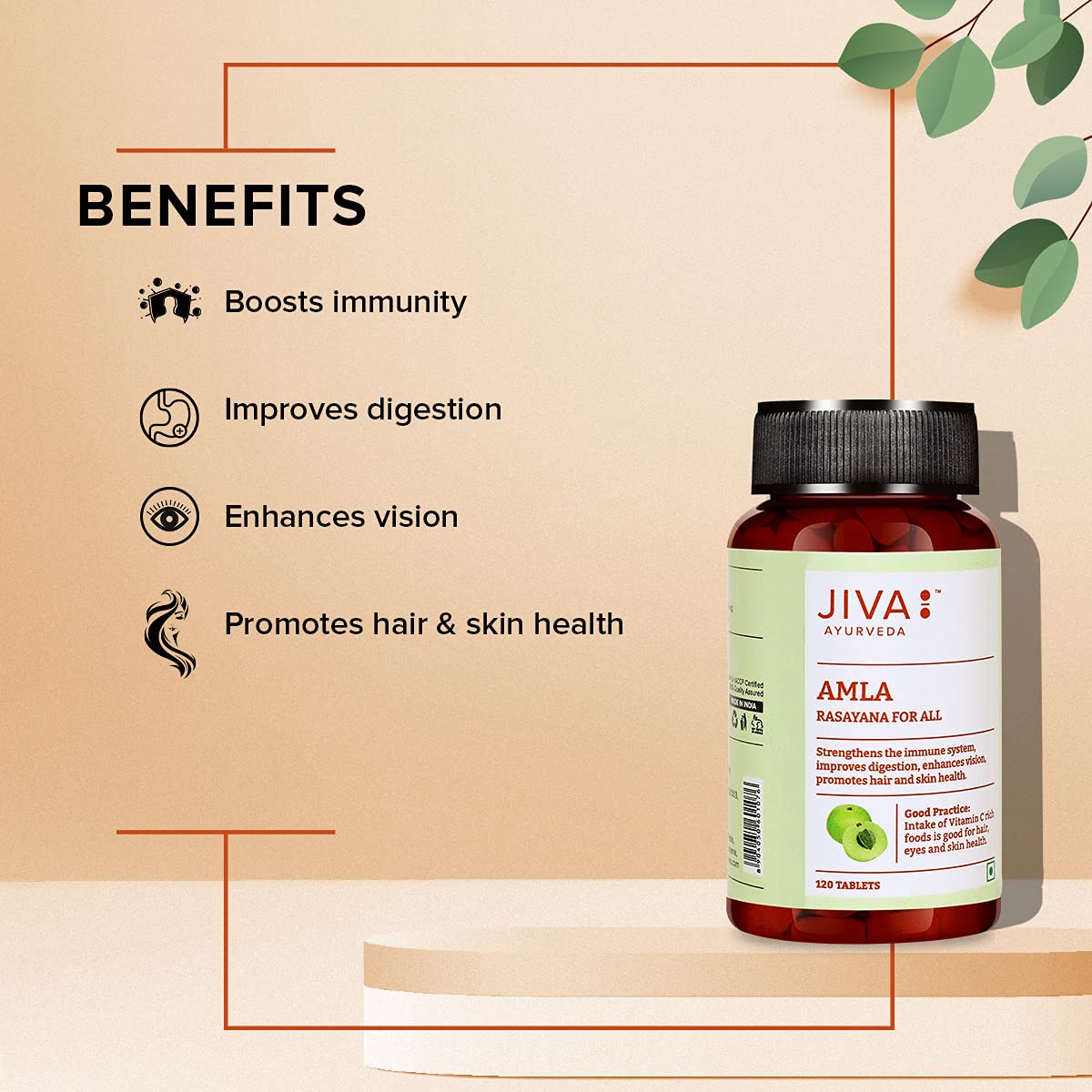 Jiva Amla Tablets 500mg 120 Tablets+Free 60 Triphala Tablets | 100% Ayurvedic Tablets, Rich In Vitamin C | Boosts Immunity & Improves Digestion | Improves Eyesight & Skin Health (Pack Of 4+1) - Image 5 thumbnail