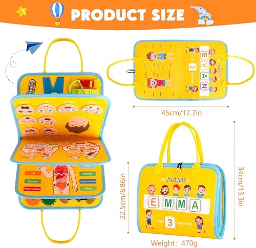 Miniatura 7 de OAKJAR Tablero de actividades, juguetes Montessori para niños pequeños, juguete sensorial para aprender habilidades motoras finas, tablero sensorial