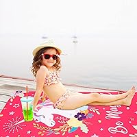 Vista 2 de LIVILAN Toalla de playa de unicornio para niñas y niños, toalla de playa arcoíris de gran tamaño, de microfibra, de secado rápido, sin arena