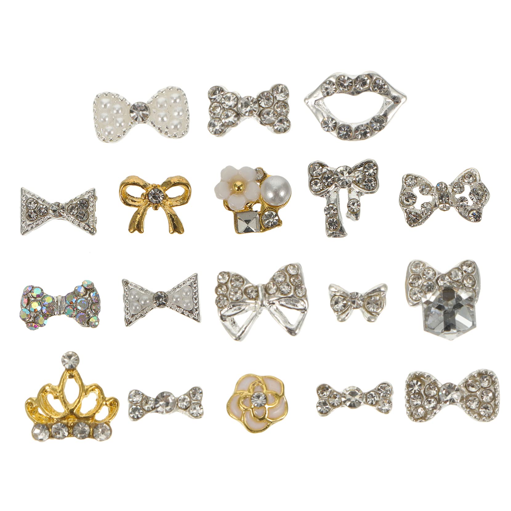 BESTYASH Nail Diamond Jewelry 18pcs 3D Butterfly Bow Nail Studs Red Gems Large Rhinestones DIY Manicure Decor Random Style