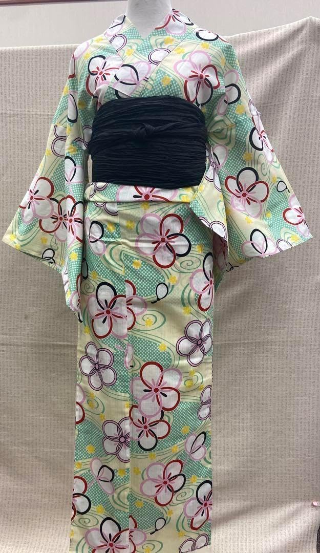 緑色 花柄 浴衣反物 有松絞りグリーン系 バラの花柄 浴衣 反物 期間