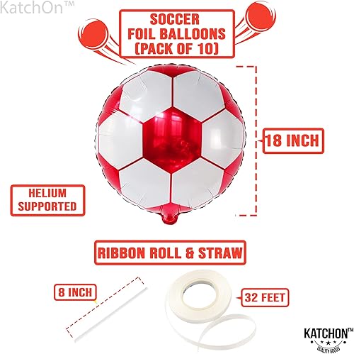 Miniatura 5 de Paquete de 20 globos metálicos de fútbol de 18 pulgadas, suministros de fiesta de cumpleaños de fútbol, globos redondos de papel de aluminio de bola