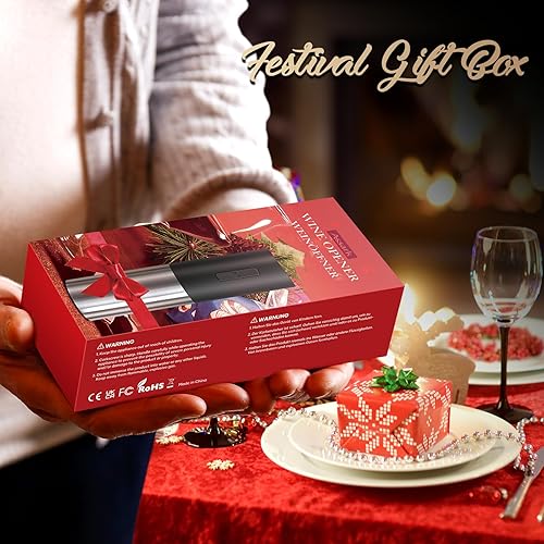 Miniatura 3 de Abridor de vino eléctrico, sacacorchos eléctrico automático de botellas de vino con cortador de papel de aluminio, aireador, tapón al vacío, juego