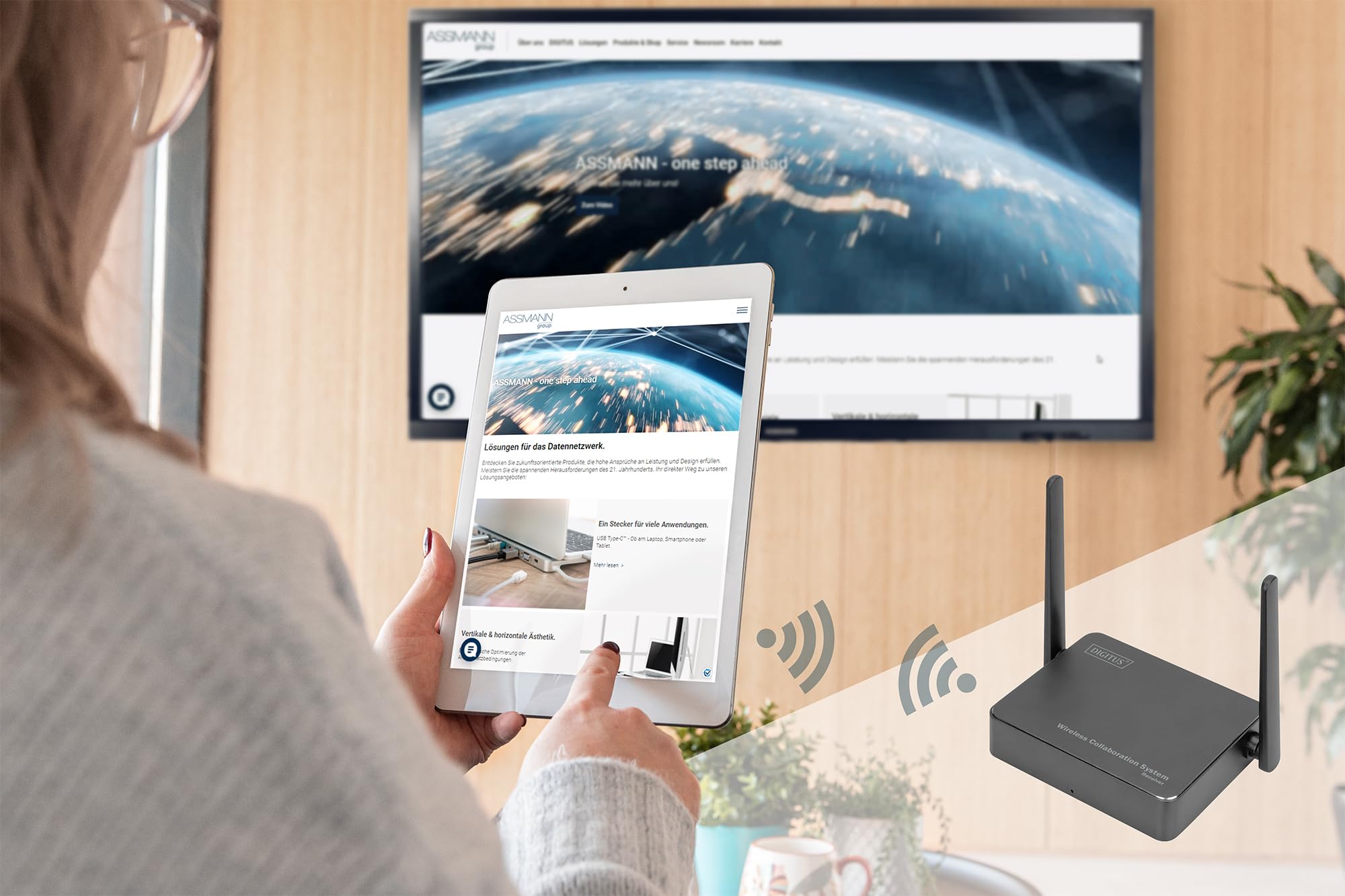 DIGITUS DS-55317 Click & Present Pro - Sistema di presentazione e collaborazione wireless - BYOD: laptop, tablet, smartphone - Nessuna app/driver richiesti - True Plug & Play - Nero