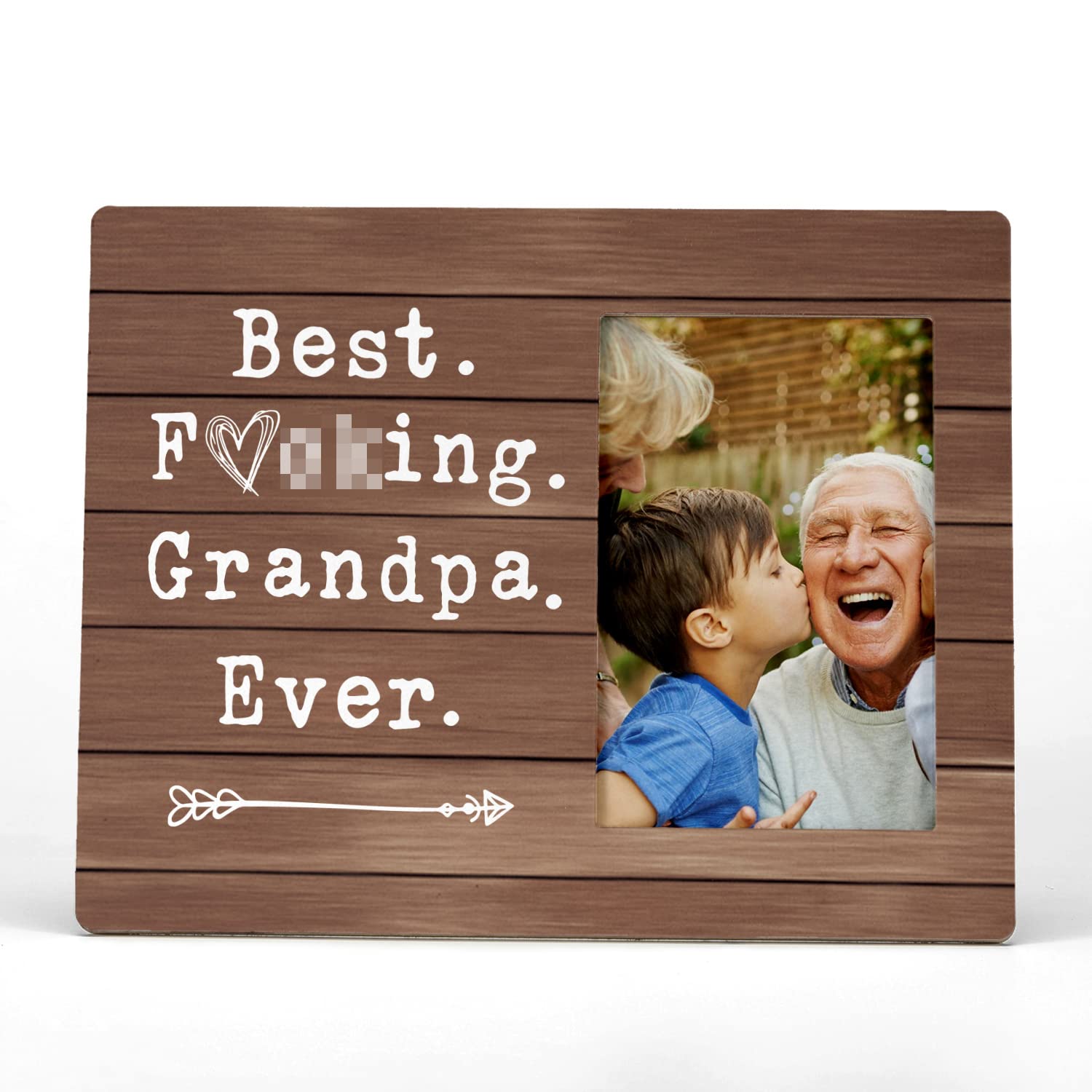 FONDCANYON Best Grandpa Ever Picture Frame, 8 x 10 Inch, Brown Wooden Rustic Grandfather Picture Frame, Holds 4x6 Inch Photos, Wall Mount or Tabletop