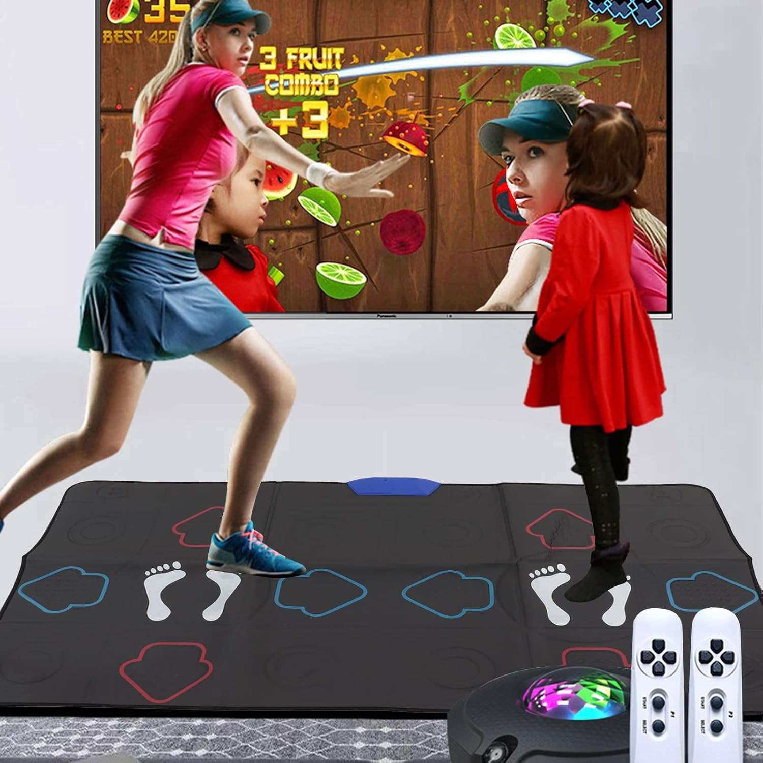 RiToEasysports Electronic Dance Mat with HD Display, 164x93cm PVC Dancing Blanket, 76 Songs, Sports Games, Yoga Videos, Remote Controls, Family Entertainment System