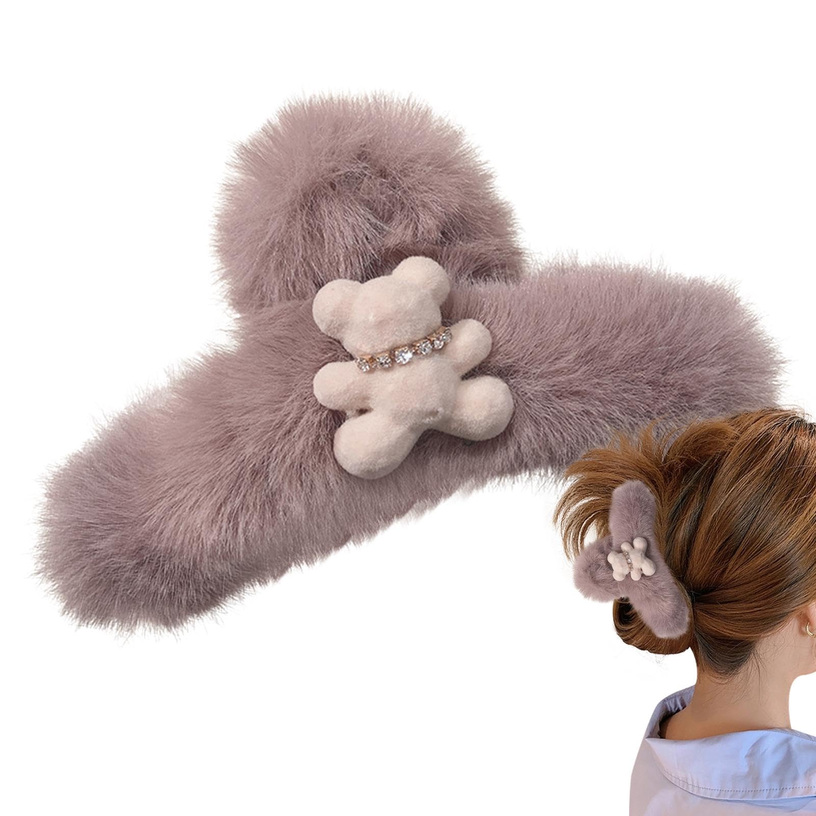 Leadigol Fermaglio per capelli a forma di orso coreano carino peluche per donne forte tenuta antiscivolo per capelli spessi e sottili capelli lunghi fiore cattura capelli pinze mascella morsetto per