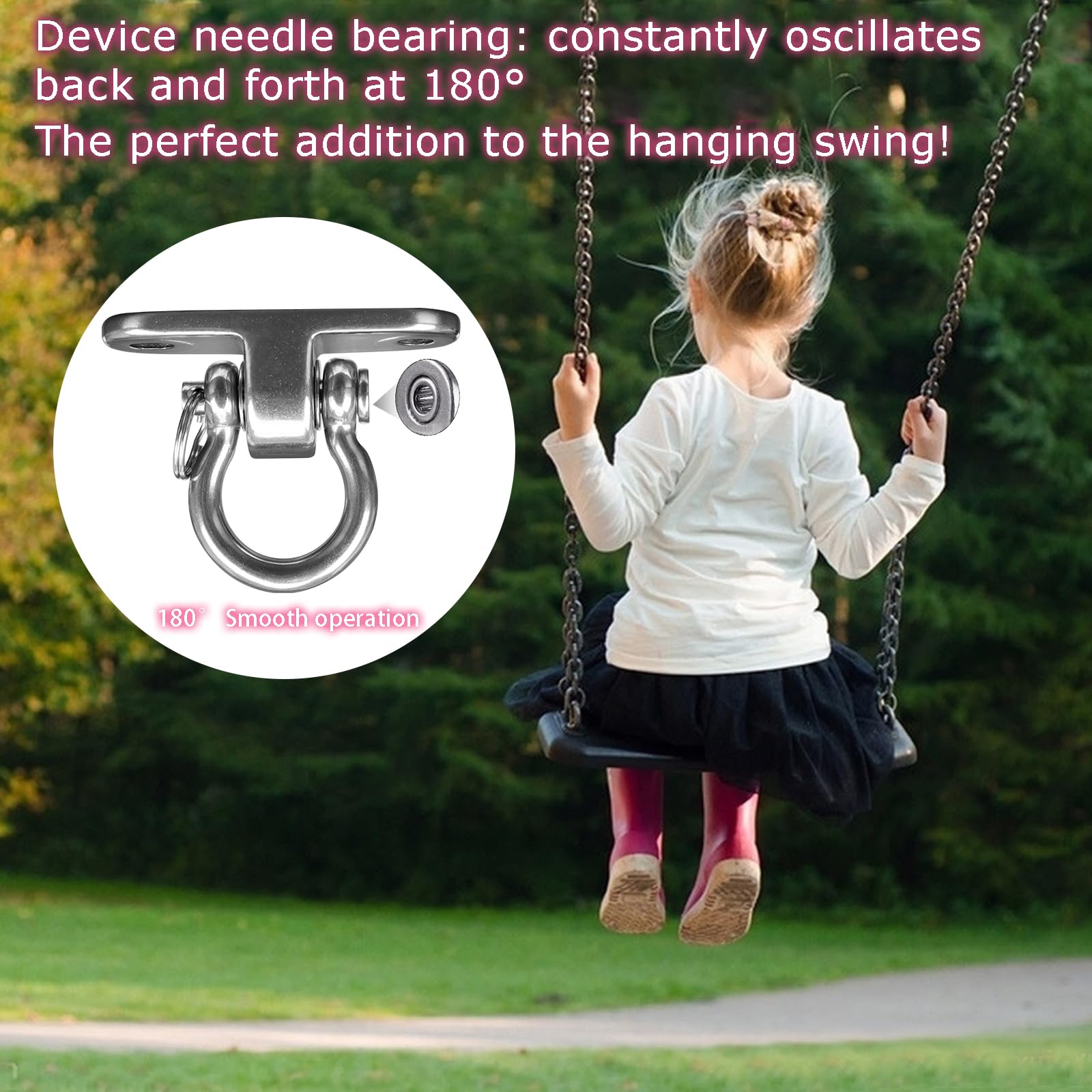 2er Silent Bearing Schaukel Haken,180° Schwerer Edelstahl-Schwingzubehör mit Einer Tragfähigkeit von 675 kg für drinnen und draußen Hängematte Hängesessel Hängeseil-Trainer Yoga Sandsack