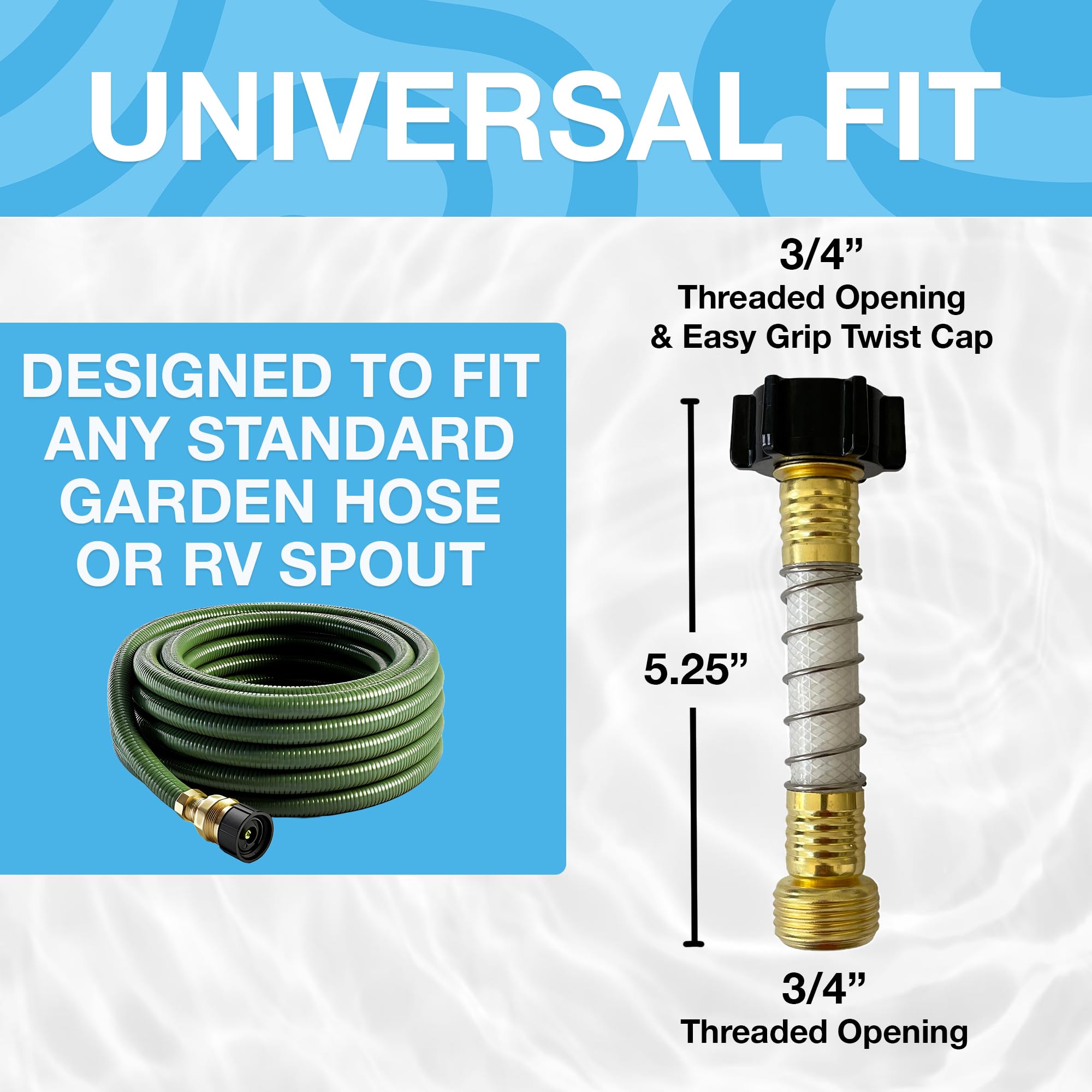 PRECISION PUREFLOW Flexible Garden Hose Extender and Water Filter Bundle for RV, Boat or Pool, Includes 1-Hose Extender and 1-Water Filter