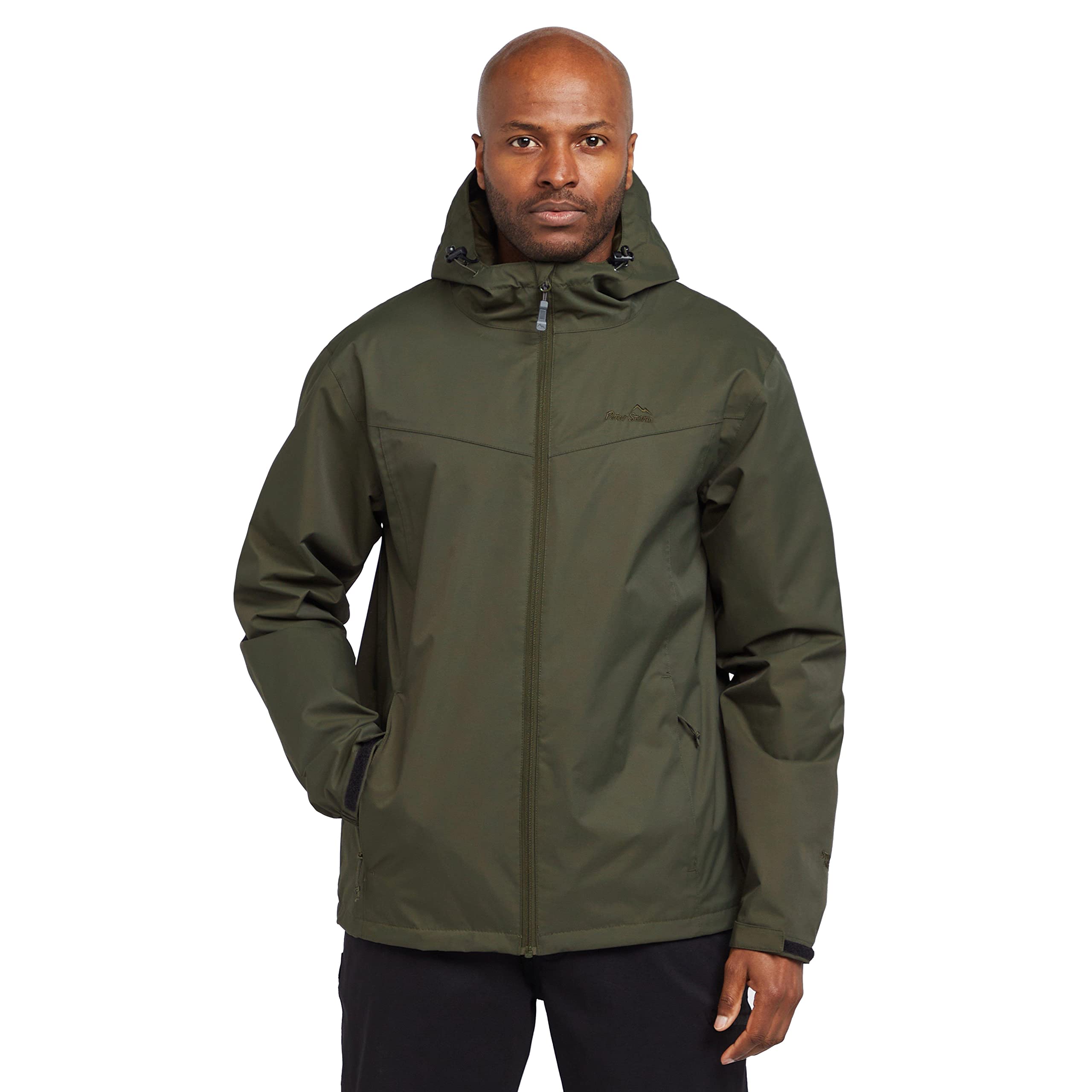 Peter Storm Men’s Storm Hooded Jacket with Fully Adjustable Hood & Hem & 3 Zipped Pockets, Waterproof & Breathable Raincoat (UK, Alpha, S, Regular, Regular, Khaki)