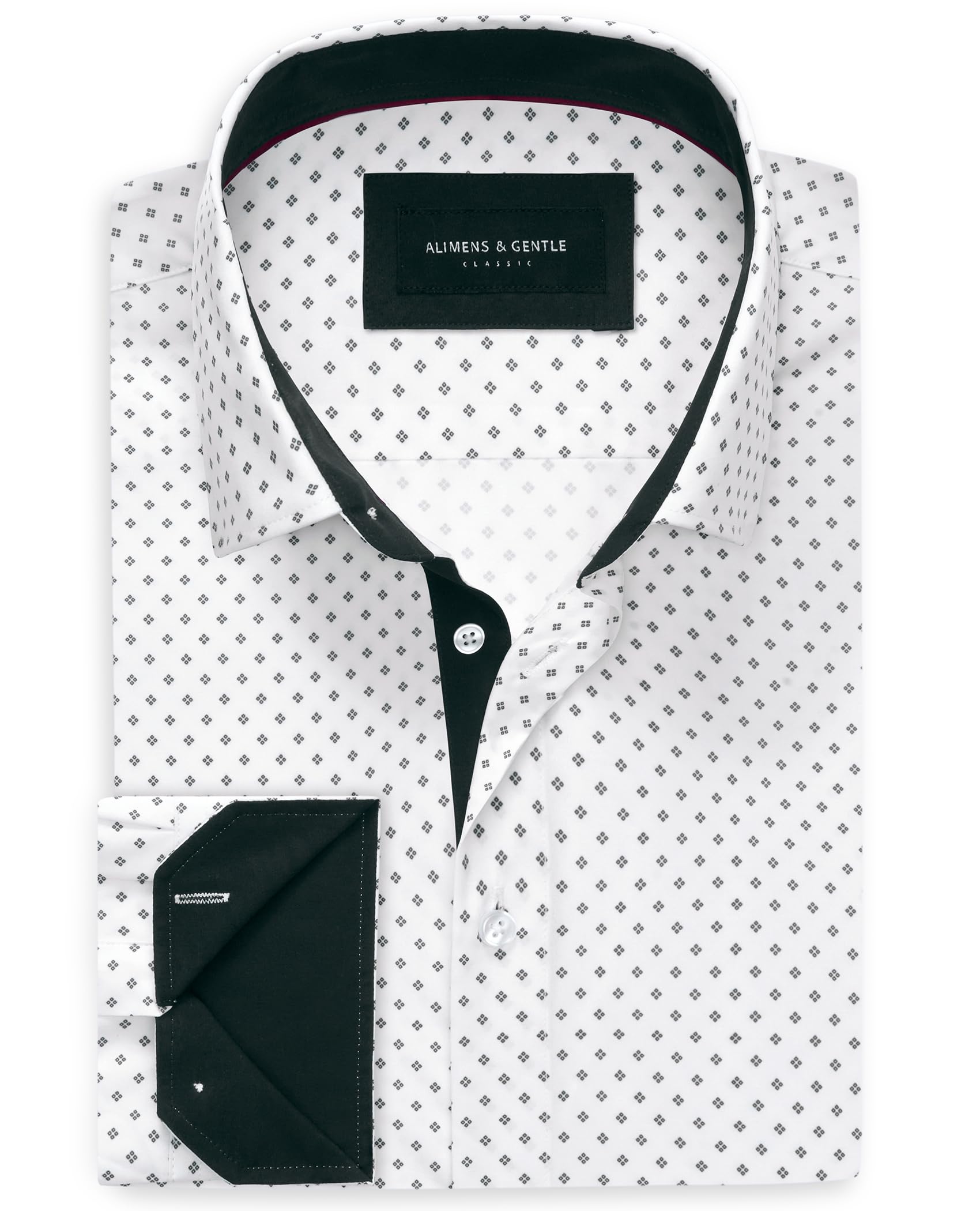 Alimens Gentle Mens Printed Dress Shirts Long Sleeve Wrinkle Free Button Down Shirt Regular Fit Casual Business Tops