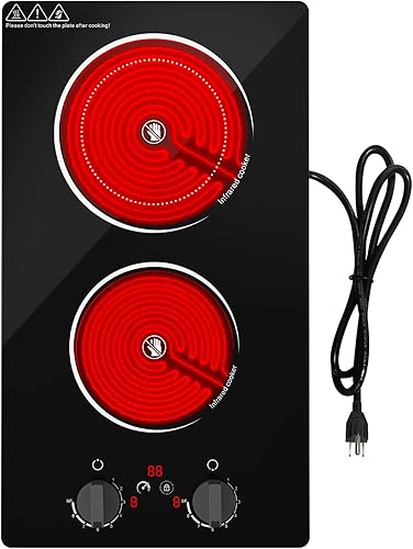 Miniatura 12 de Cocina eléctrica de un solo quemador, estufa eléctrica de 110 V 1800 W con control táctil LED, 10 niveles de potencia, temporizador de 4 horas,