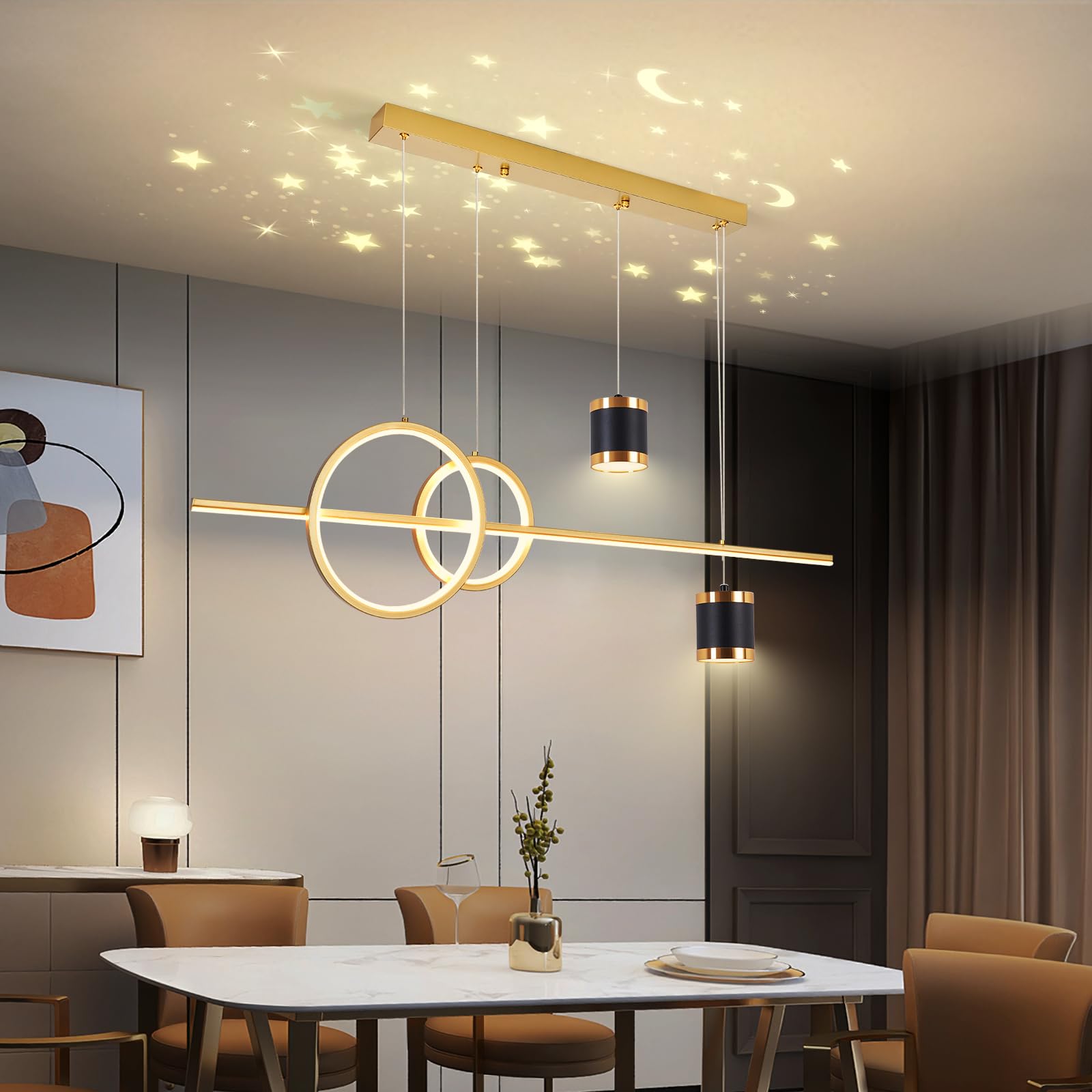 RRBEST Moderna lampada a sospensione LED Tavolo da pranzo, lampada a sospensione dimmerabile per soggiorno, lampada regolabile per sala da pranzo per sala da pranzo cucina isola soggiorno