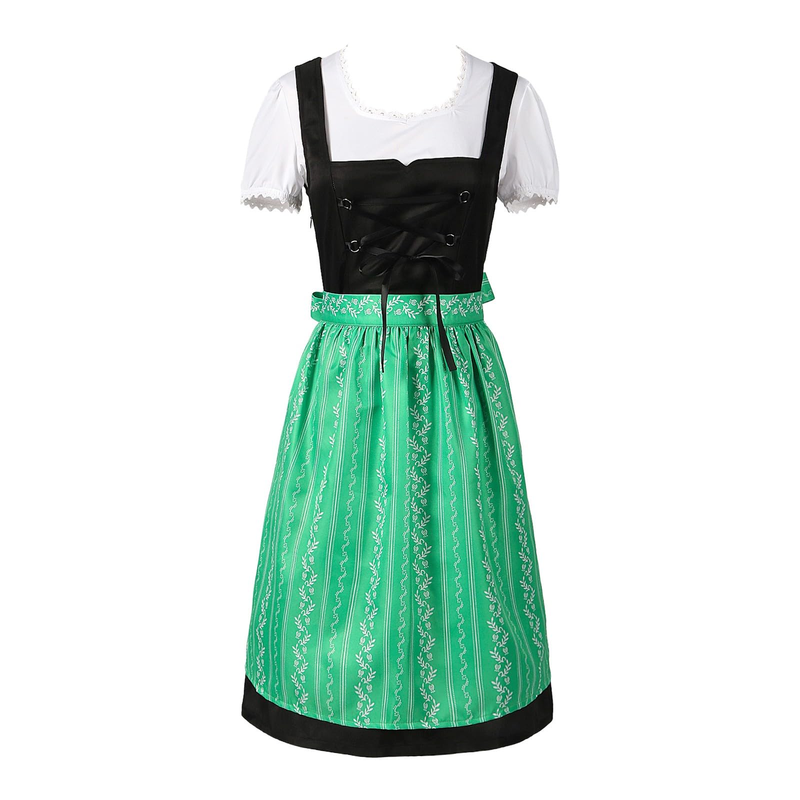 Generisch Damen Midi Dirndl Elegante Trachtenkleid, Trachtenkleid Trachtenmode Dirndlkleid Mit Spitze Kleider - Elegant Oktoberfest-Dirndl Dirndlbluse für Oktoberfest