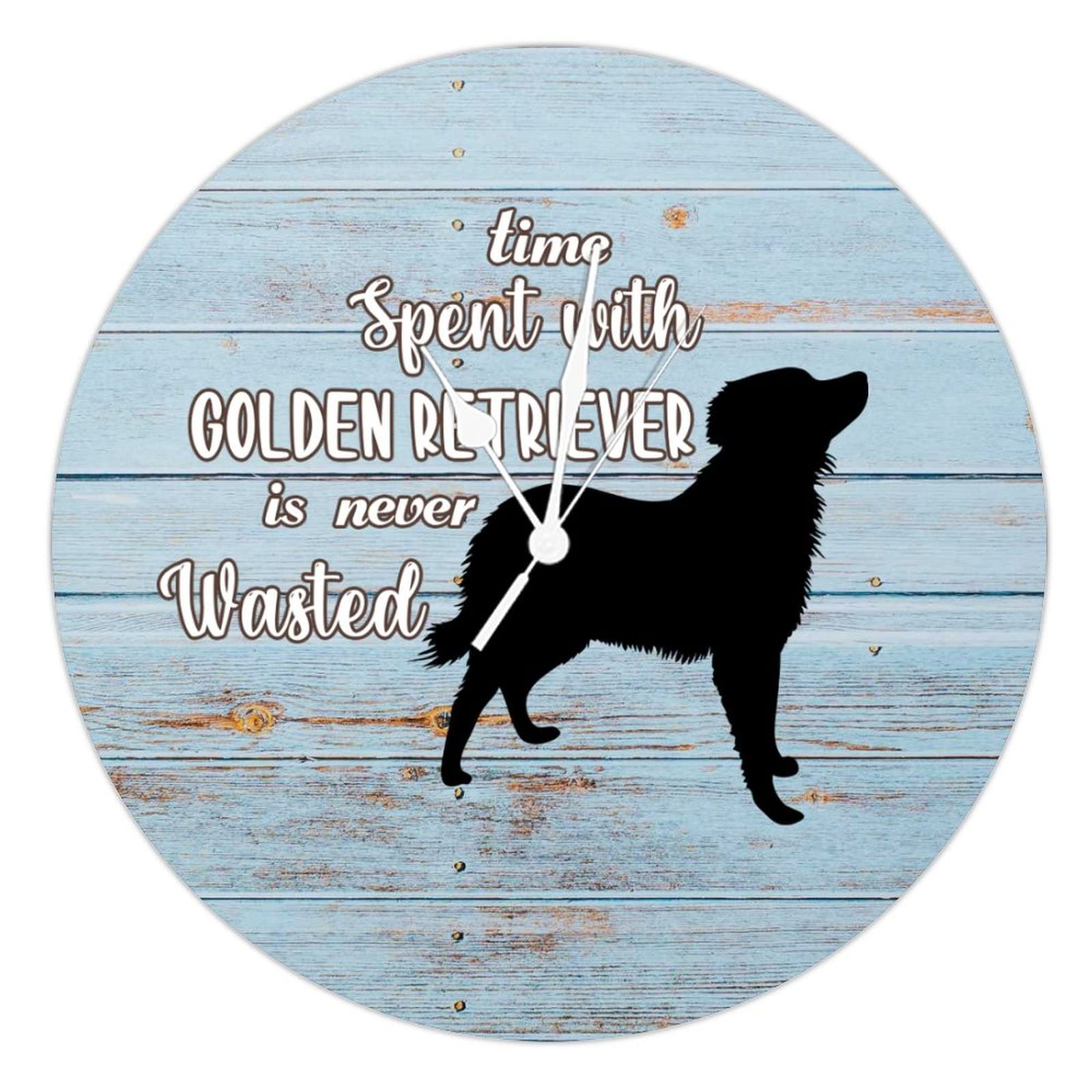 Horloge en bois sans tic-tac avec motif chien de 38,1 cm pour décoration murale