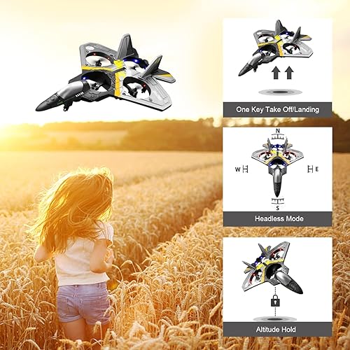 Miniatura 7 de Akargol Avión RC de espuma v17 de 24 GHz con control remoto helicóptero cuadricóptero para adultos y niños dron giratorio detección de gravedad