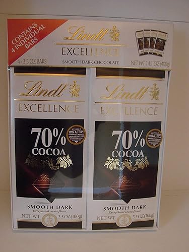 Lindt Excellence Smooth Chocolate negro 70 barras de cacao - Incluye 4 barras de 35 onzas
