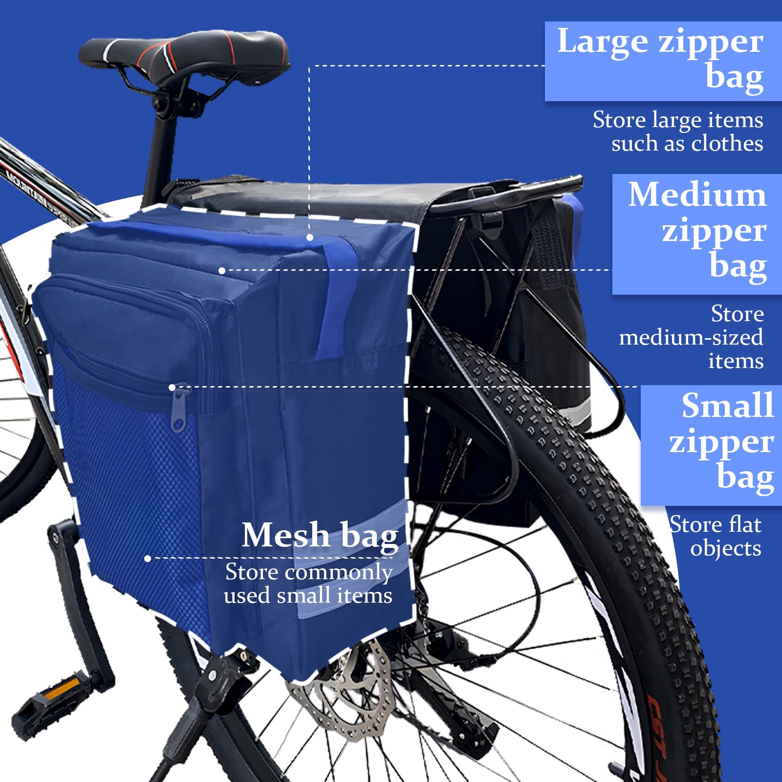 Sacoche Vélo Arrière XiXiRan 30L Imperméable - Double Sac Porte-Bagages Pour Homme Et Femme