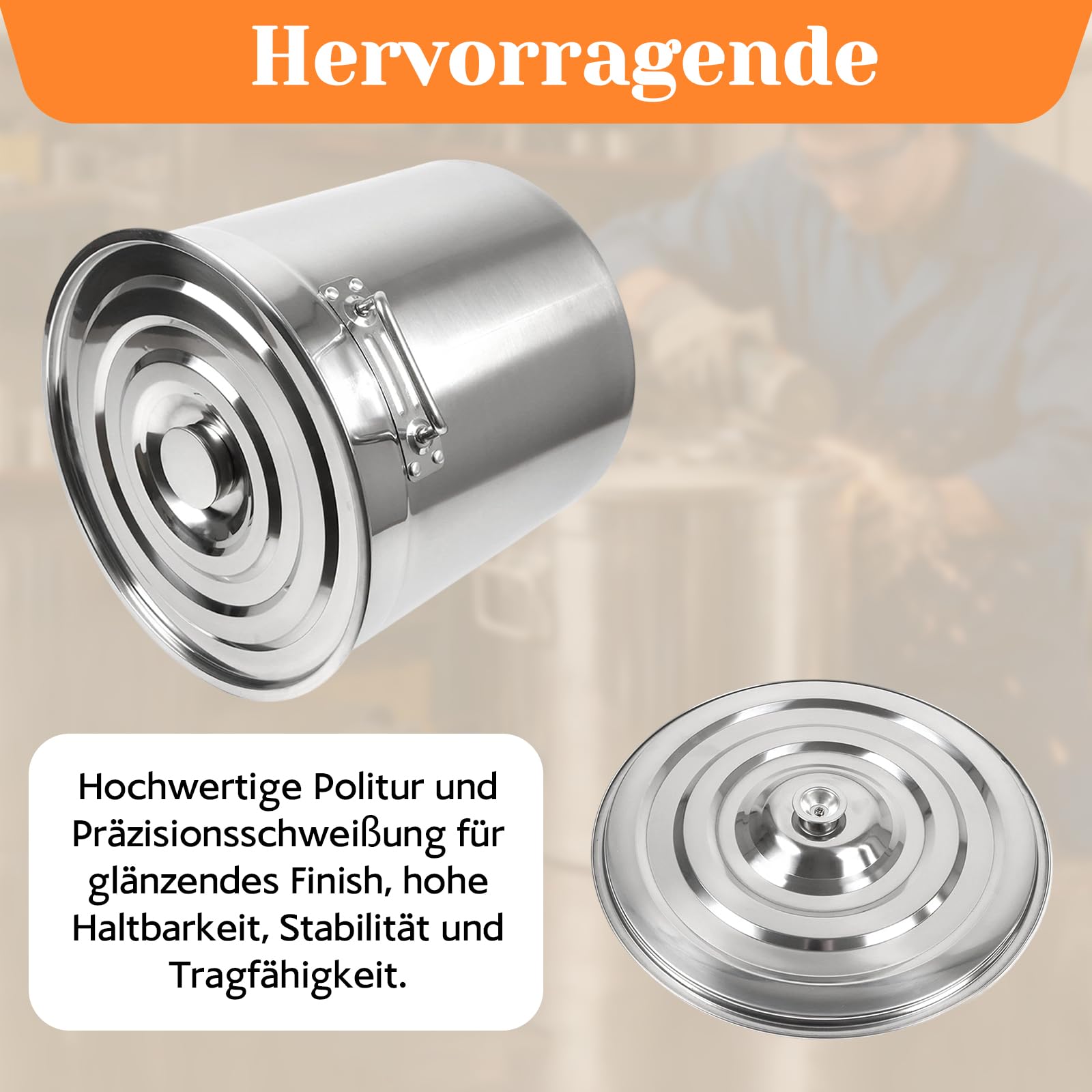 70L Edelstahl Kochtopf, 45cm Großr Suppentopf Induktion Einkochtopf Topf mit Deckel, Kochtöpfe Hoch Großraumtopf Gemüsetopf zum Schmoren, Braten und Warmhalten