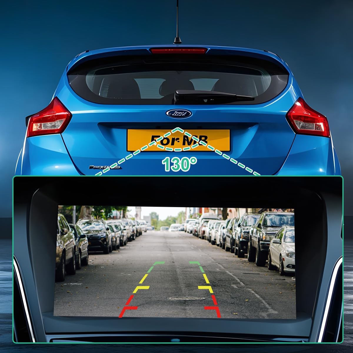 F1EZ-19G490-A Backup Rear Camera Replacement for Ford Focus 2015-2018, OE Camera Replaces F1ET-19G490-AC, 590430, 55FO208, FO1960110C, 1873024, 6006-00-0019P, PAC119, V25740030 by GreenYi