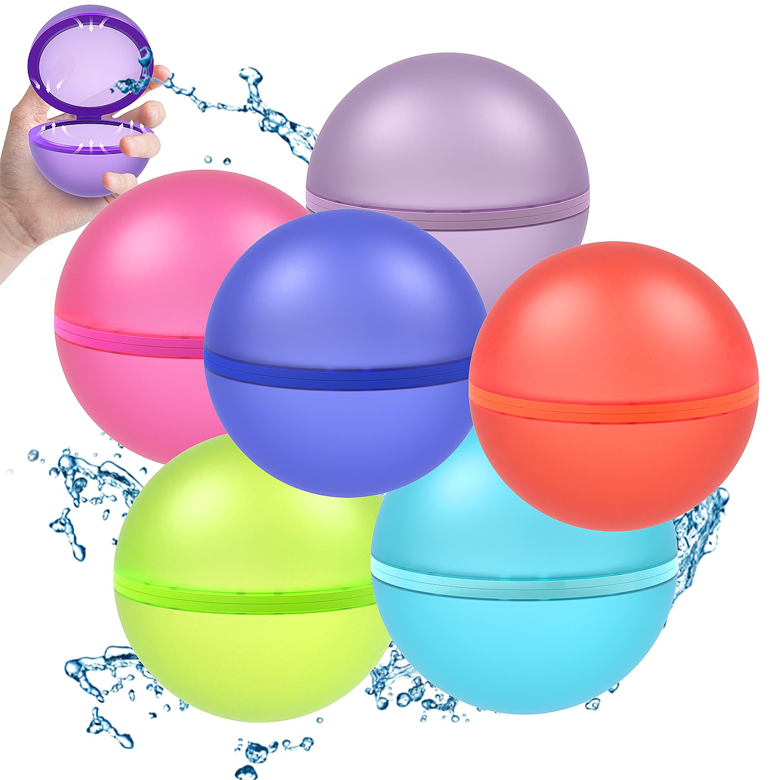 artcool Reusable Water Balloons, Silicone Water Splash Ball Refillable, Quick Self-Sealing Water Bomb for Kids Adults Outdoor Activities Water Games Toy Outside Summer Fun Party Supplies (16PCS)