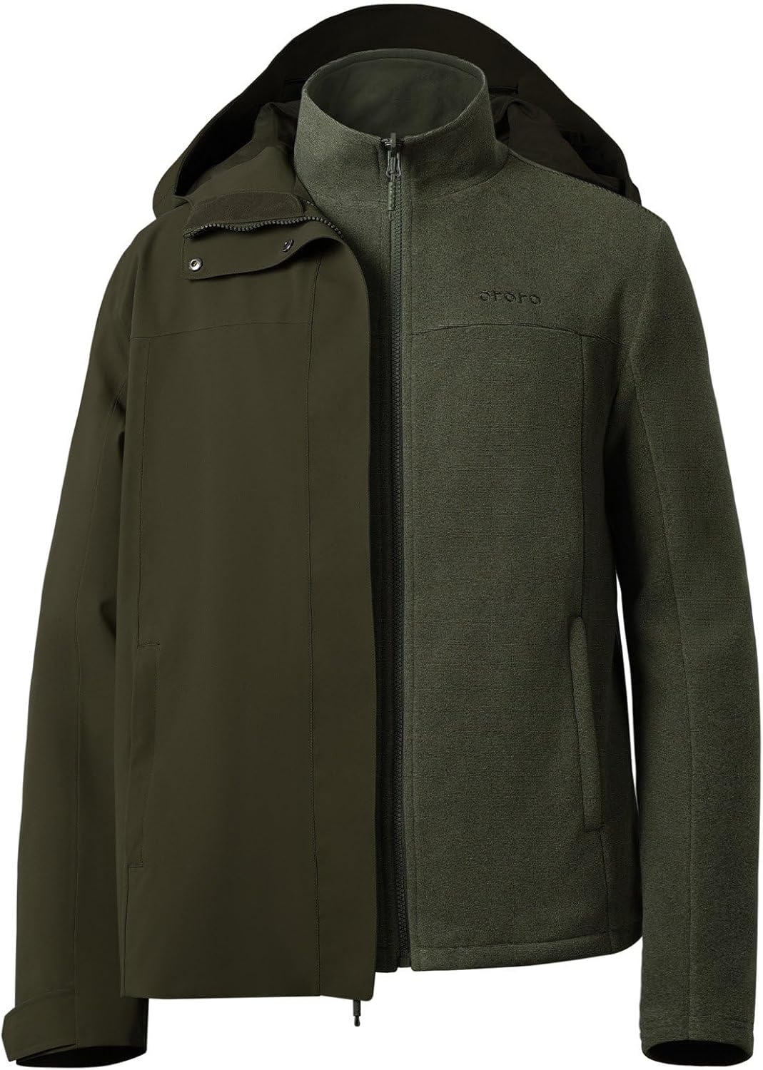 ORORO Men's 3-in-1 Heated Jacket with Waterproof Shell and Heated Fleece Liner, Fleece Heated Jacket with Battery - Image 8