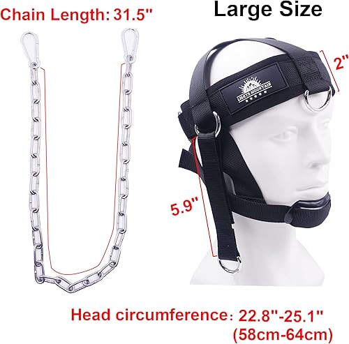 Miniatura 2 de Arnés de cuello Levantamiento de pesas con cadena Correa ajustable Equipo de ejercicio de cuello