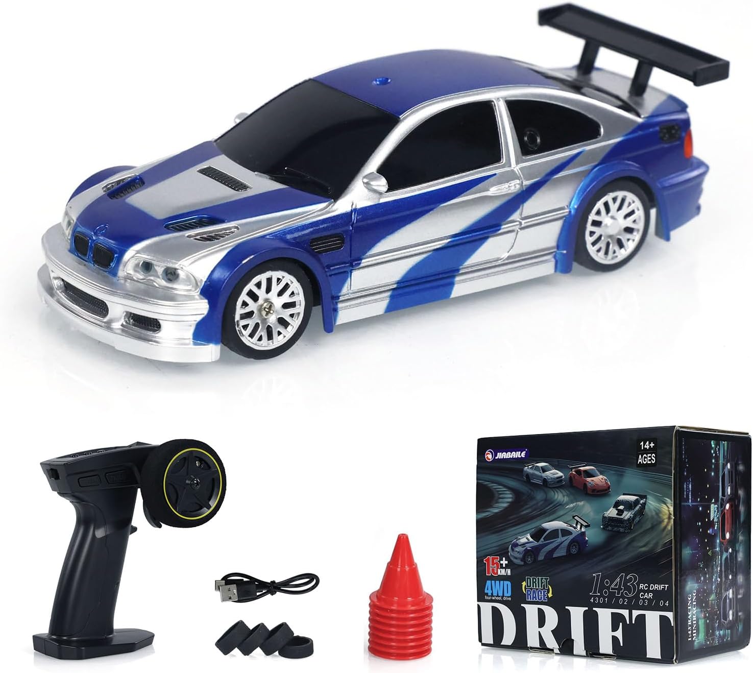 RC 1/43 Remote Control Drift Racing Race Car Remote Control Drift Car 4WD Mini with Lights