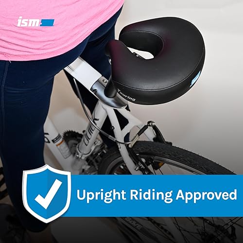 Miniatura 4 de ISM Comfort Series - Sillín de bicicleta sin nariz para ciclistas verticales, sillín de bicicleta de alivio anatómico para híbridos, policía,