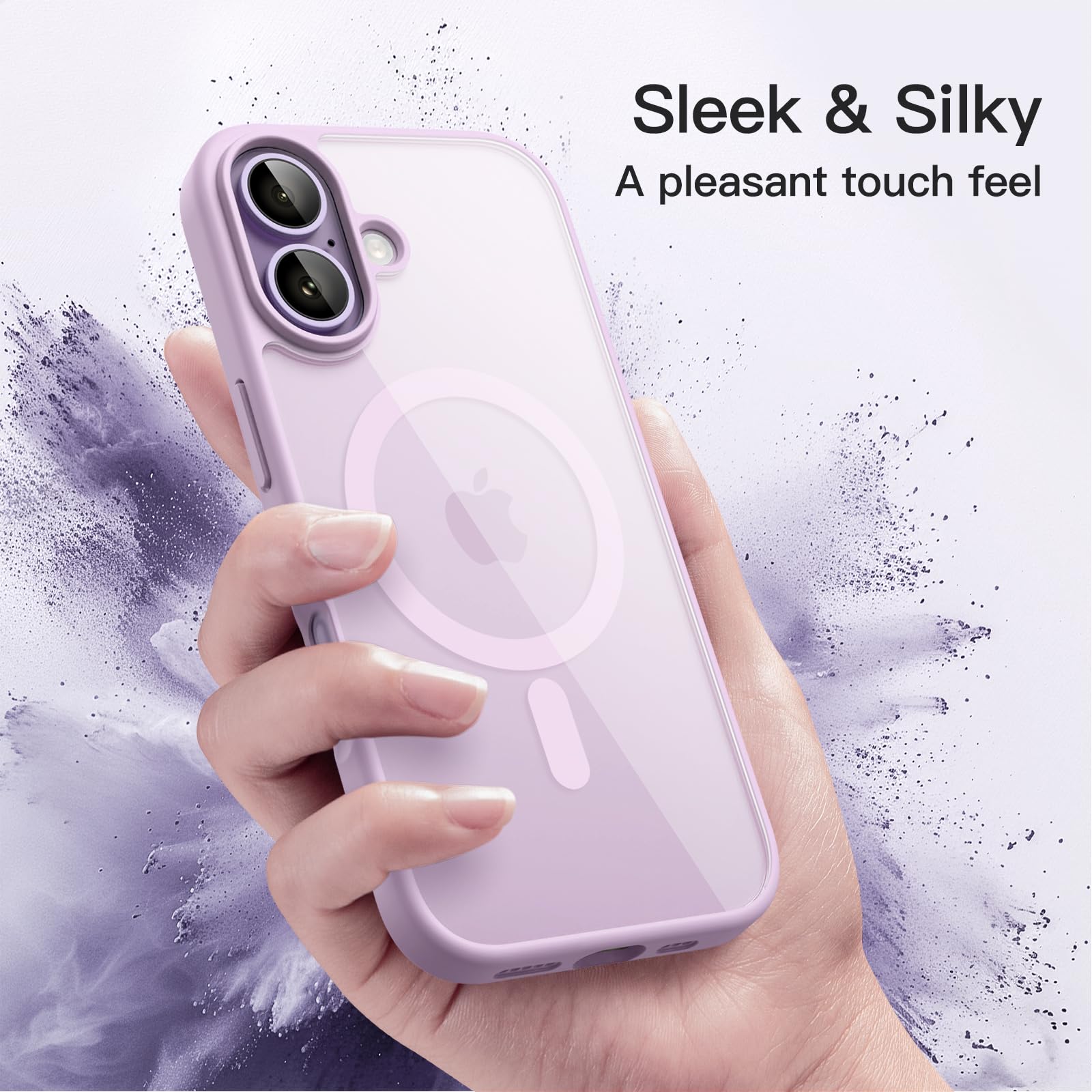 JETech Cover Magnetica per iPhone 17 6,3 Pollici Compatibile con MagSafe, Antiurto Paraurti Custodia, Solida Colore Opaco TPU Telaio, Anti-Graffio Retro Trasparente (Lavanda)