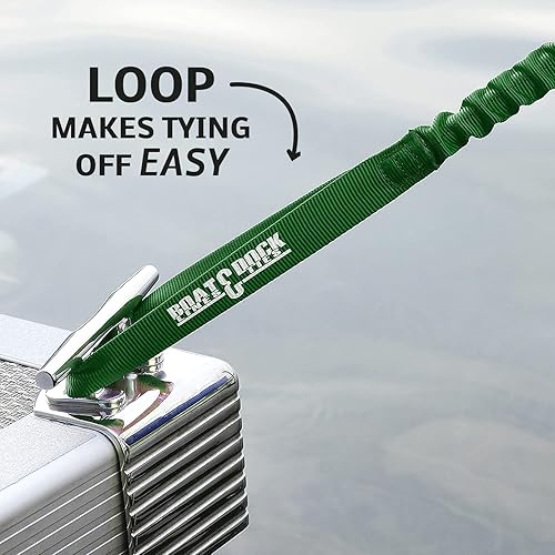 Miniatura 2 de Líneas de barco y lazos de muelle elásticos para muelles, un bucle y gancho, paquete de dos, fabricado en Estados Unidos (verde, 36 pulgadas de