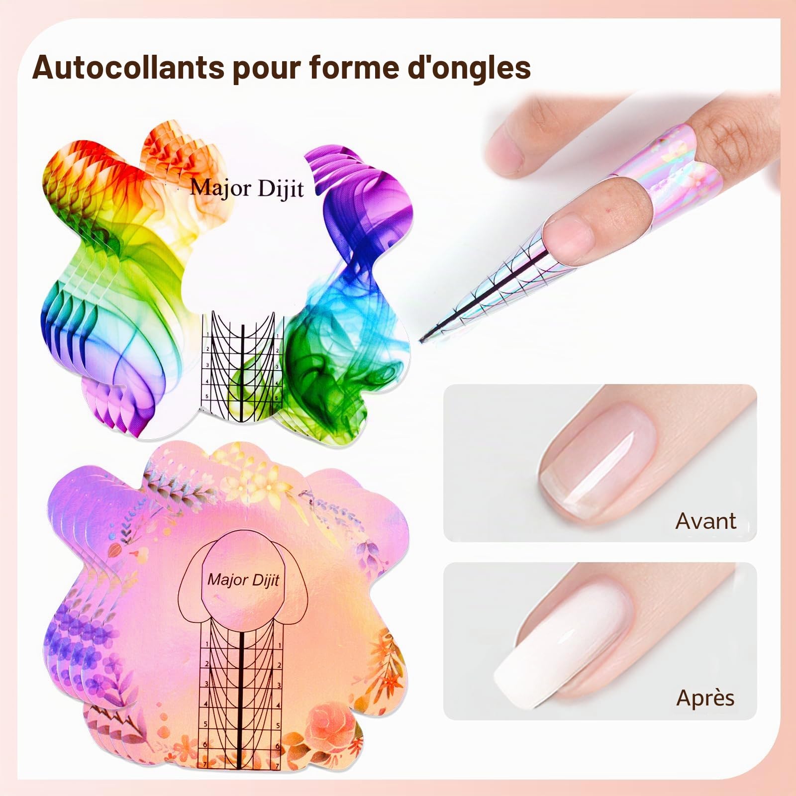 Major Dijit Kit d'ongles pour ongles en acrylique avec lumière UV - Kit de démarrage avec poudre acrylique, ponceuse à ongles électrique, accessoires et décoration - Kit complet pour débutants et