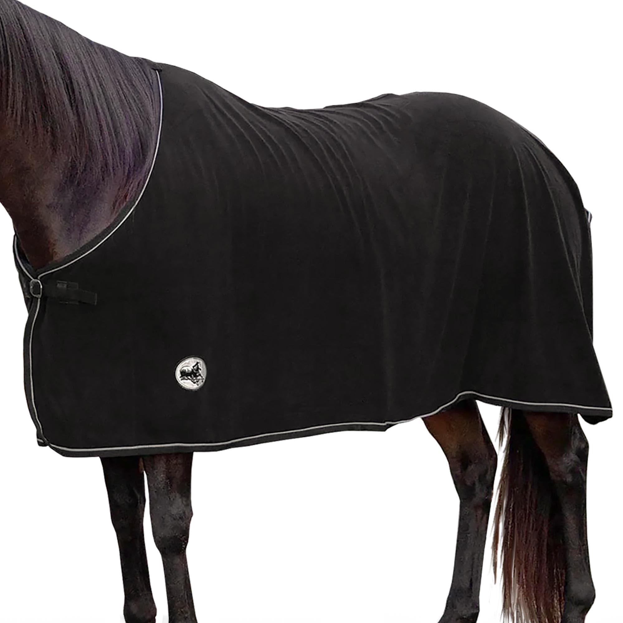 Jeffers Equine Elite Fleece Horse Cooler Blanket, 72 Inch – Soft, Adjustable Fit, Lightweight, Easy Care, Moisture Wicking Cooling Sheet with Surcingle for Post Exercise, Travel for Horses – Black
