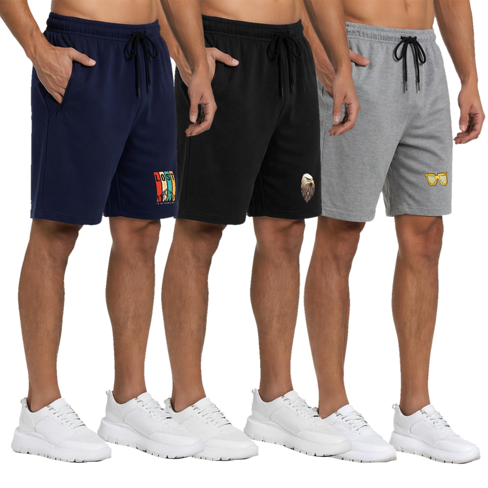 Mens Shorts Lost Printed Knee Length Cotton Shorts for Mens Combo Pack of 3 (S-4XL)-image-49