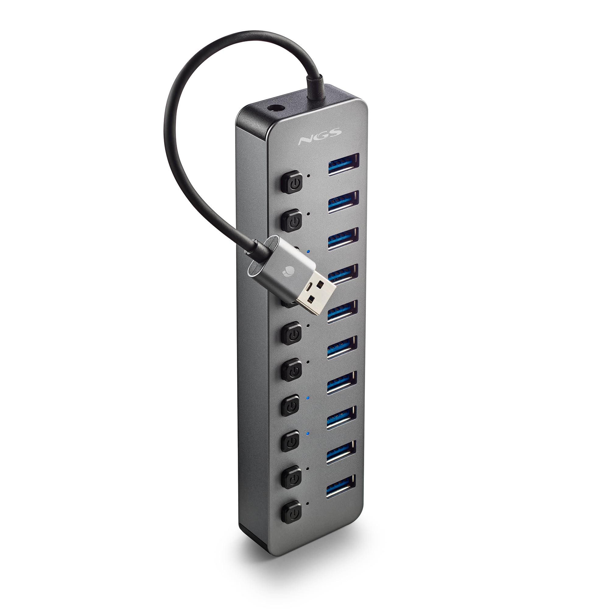 Hub USB NGS IHUB10/ 10xUSB 3.0/ Gris